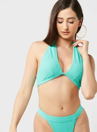 Textured Halter Bikini Top