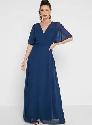 Angle Sleeve Wrap Dress