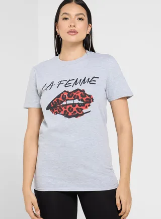 Slogan Crew Neck T-Shirt