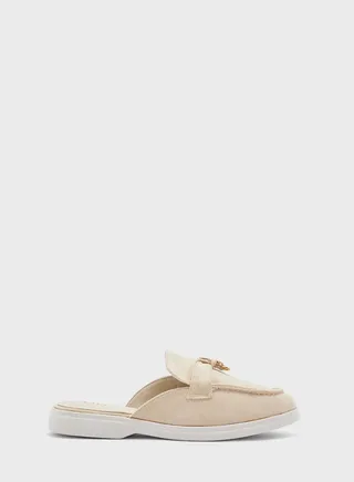 Faux Suede Padlock Detail Slip On Loafer