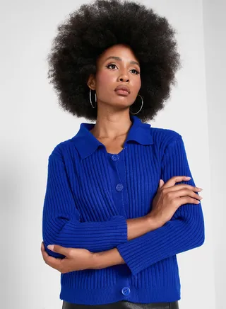 Chunky Cardigan With Collar