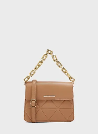 Quilted Flapover Crossbody Bag