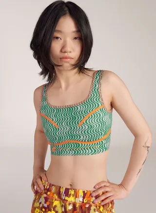 Logo Crop Printed Bra