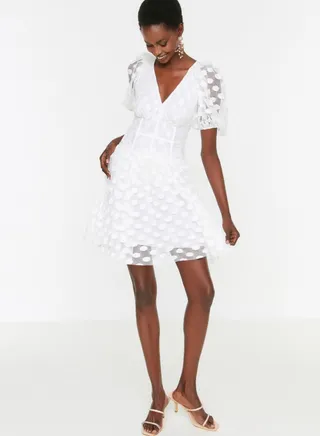 Puff Sleeve Knitted Dress