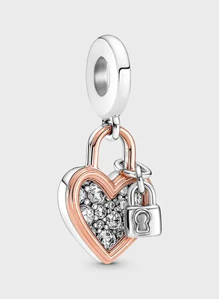 Heart Padlock Double Dangle Charm