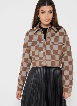 Checked Cropped Jacket