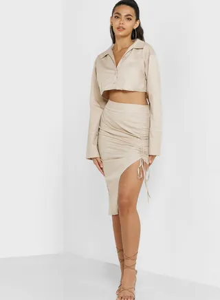 Ruched High Waist Skirt