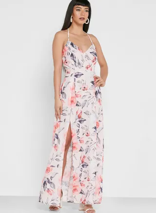Halter Neck Floral Print Dress