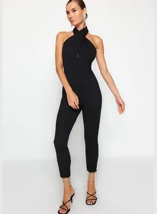 Black Accessory Detailed Jumpsuit TPRAW24TU00002