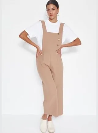 Mink Woven Button Detailed Overalls TWOSS19LJ0356