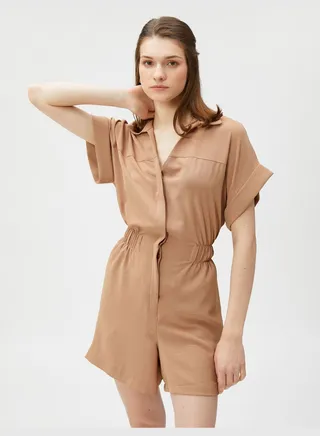 Short Overall Shirt Neck Short Sleeve