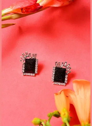 Silver Plated Designer Stone Stud