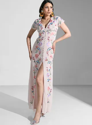 Embroidered Cut Out Dress