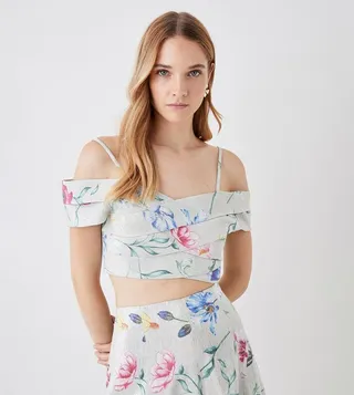 The Collector Tuck Off Shoulder Print Top