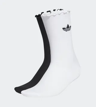 Pack of 2 Semi Sheer Ruffle Crew Socks