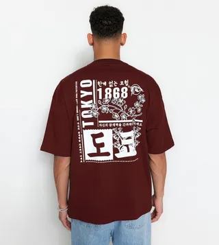 Far East Printed Back Oversized T-Shirt