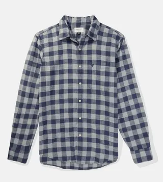 Plaid Poplin Button-Up Shirt