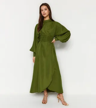Self-Design Ruched Midaxi Dress