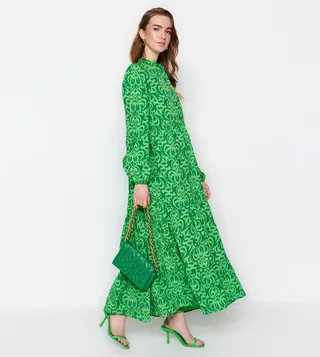 Printed Long Sleeves Maxi Dress