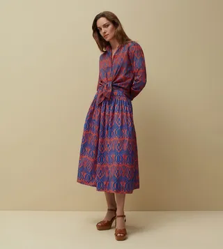 PIOMBO Heritage Print Elastic Waist Skirt