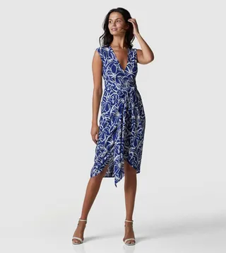 Printed Tie-Up Waist Dress