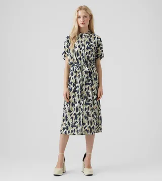 Leopard Print Midi Shirt Dress