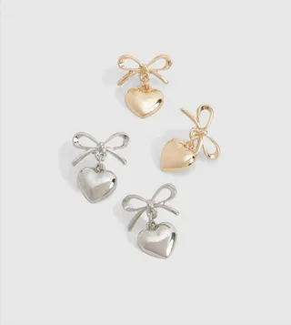 Bow & Heart Drop Earrings Multipack