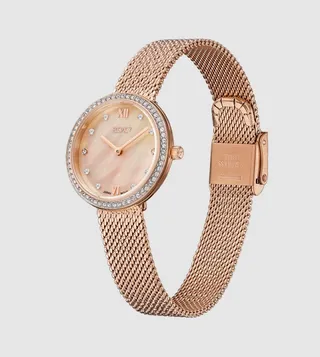 Analog Round Beige Dial Watch