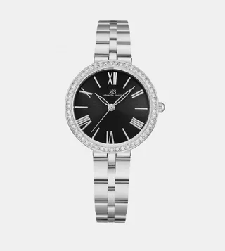 Embellished Black Dial Analog Watch