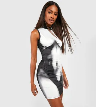 Body Print Mini Slinky Dress