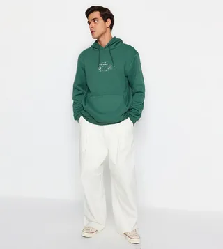 Embroidered Long Sleeves Oversized Hoodie