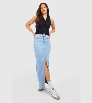 Tall Denim Split Front Maxi Skirt