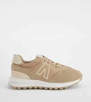 Contrast Lace-Up Sneakers
