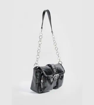 Large Buckle Detail Pocket Shoulder Bag