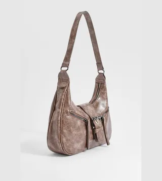 Washed Pu Buckle Shoulder Bag
