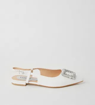 Lilly Diamante Brooch Slingback Flat Shoes