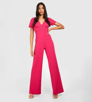 Tall Short Sleeves Wide Leg Jumpsuit