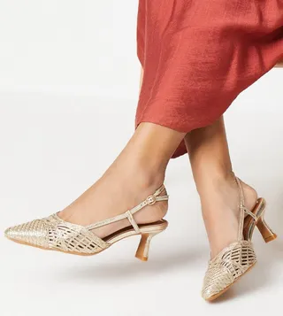 Verona Woven Slingback Kitten Heel Pumps