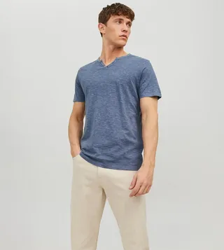 Split Neck Short Sleeves T-Shirt
