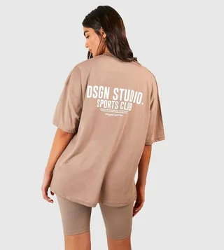 Sports Club Slogan Oversized T-Shirt