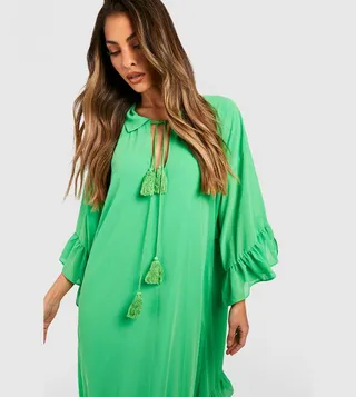 Ruffle Detail Smock Maxi Dress