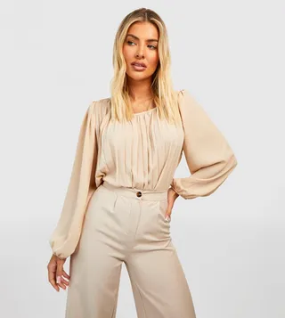 Pleated Volume Sleeves Woven Top