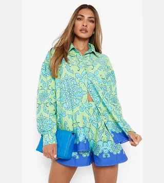 Floral Print Shirt and Relaxed Fit Shorts