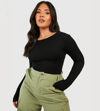 Basic Scoop Neck Long Sleeves T-Shirt