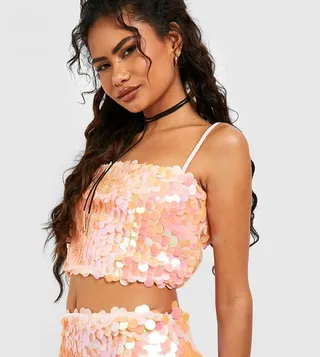 Iridescent Disco Sequin Swing Cami Top