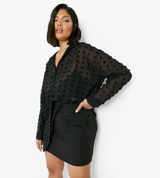 Textured Spot Oversized Shirt