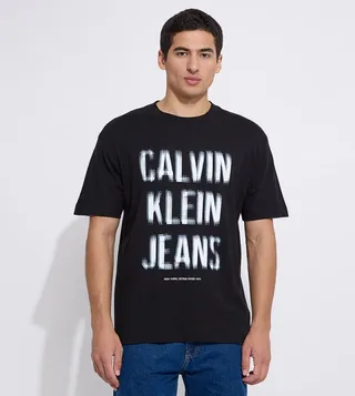 Illusion Logo Print Crew Neck T-Shirt