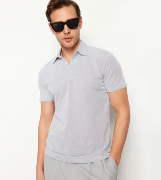 Textured Short Sleeves Polo T-Shirt