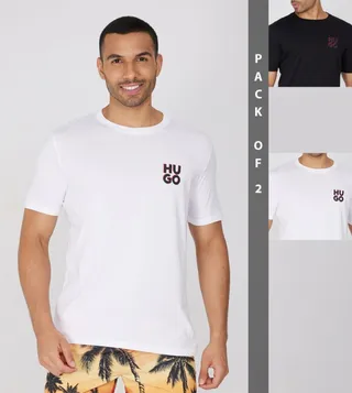 Pack of 2 Logo Printed Casual T-Shirts