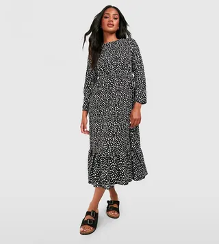 Woven Mixed Polka Dot Dress